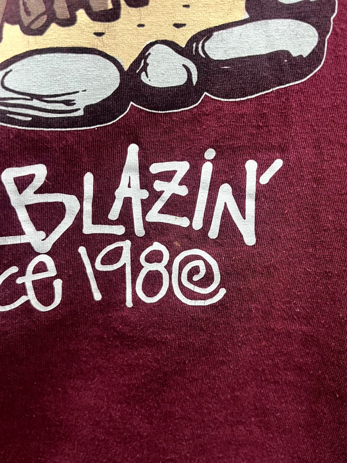 스투시 00s Trail Blazin 버건디 티셔츠 상품이미지5