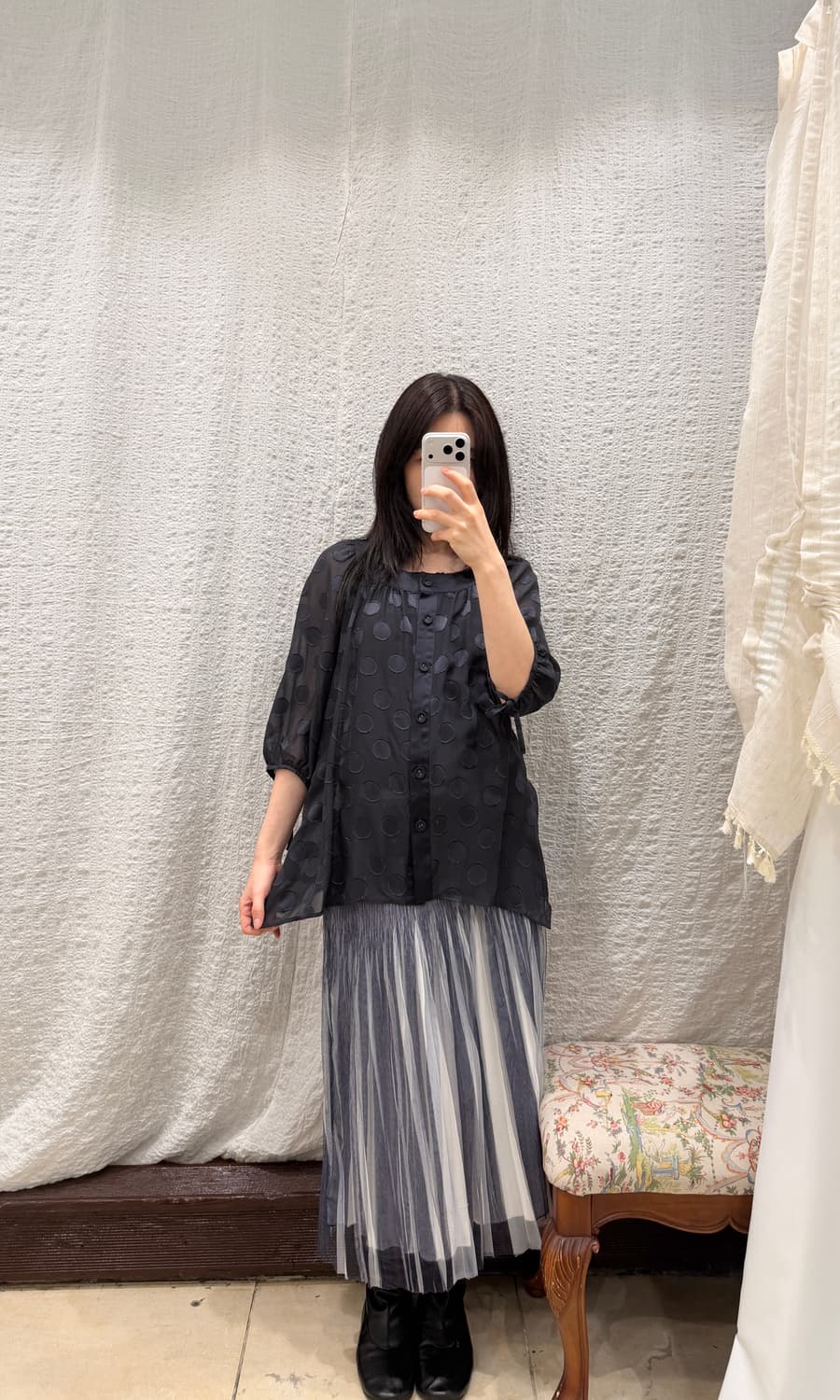 dark navy polka blouse 상품이미지4