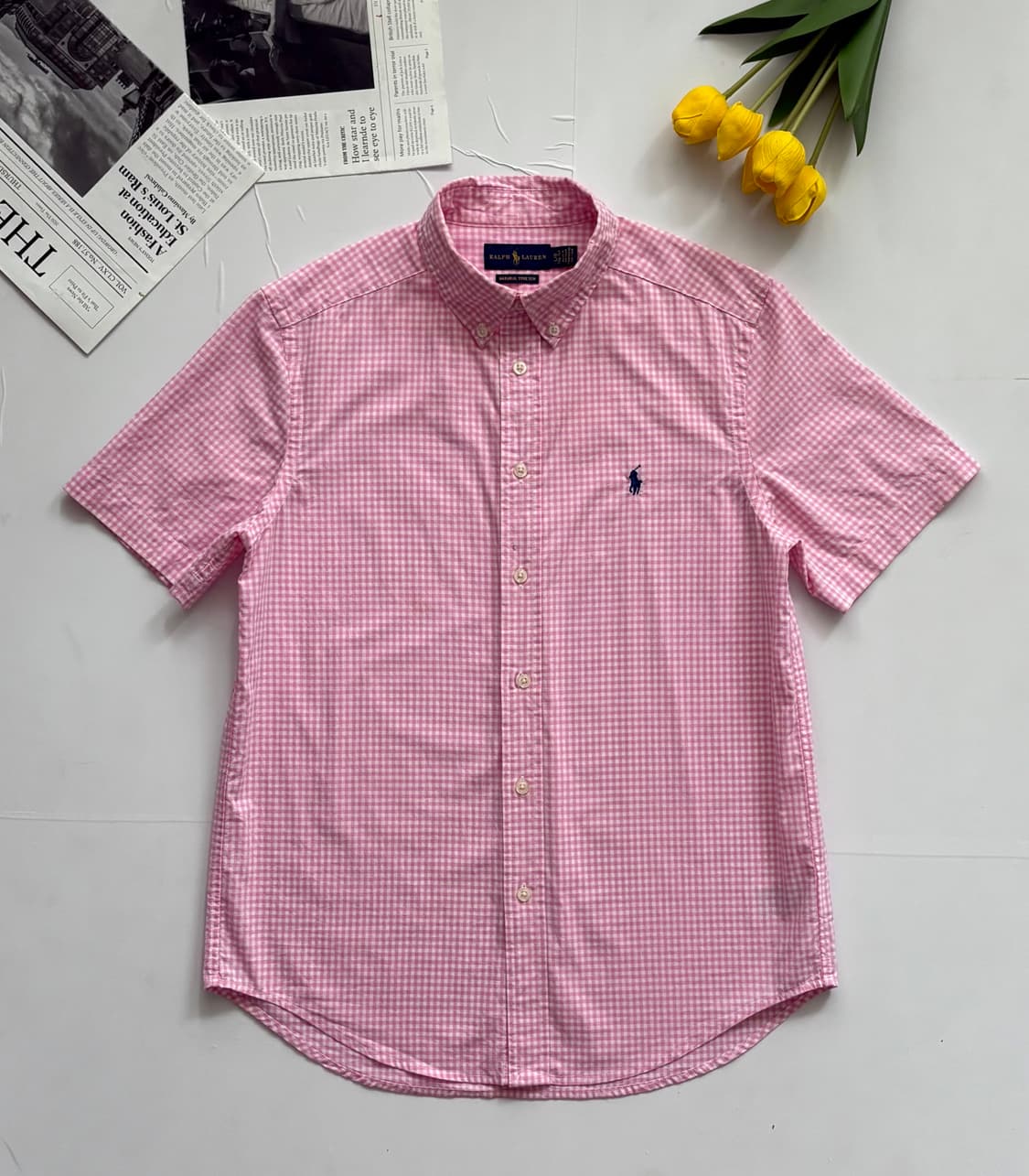Polo 폴로랄프로렌 핑크 체크 반팔 셔츠 상품이미지2