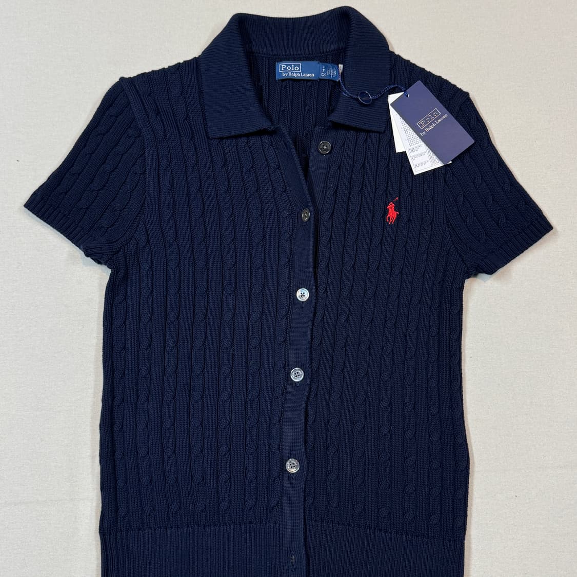 S) 폴로 랄프로렌 케이블 코튼 숏 슬리브 폴로 가디건 미사용품 상품이미지2