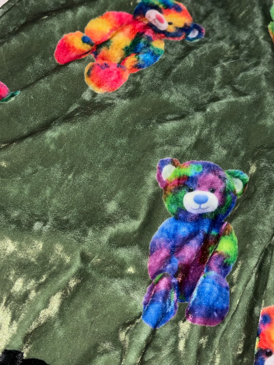 유쓰배쓰 벨루어 그래픽 팬츠 그린 상품이미지2