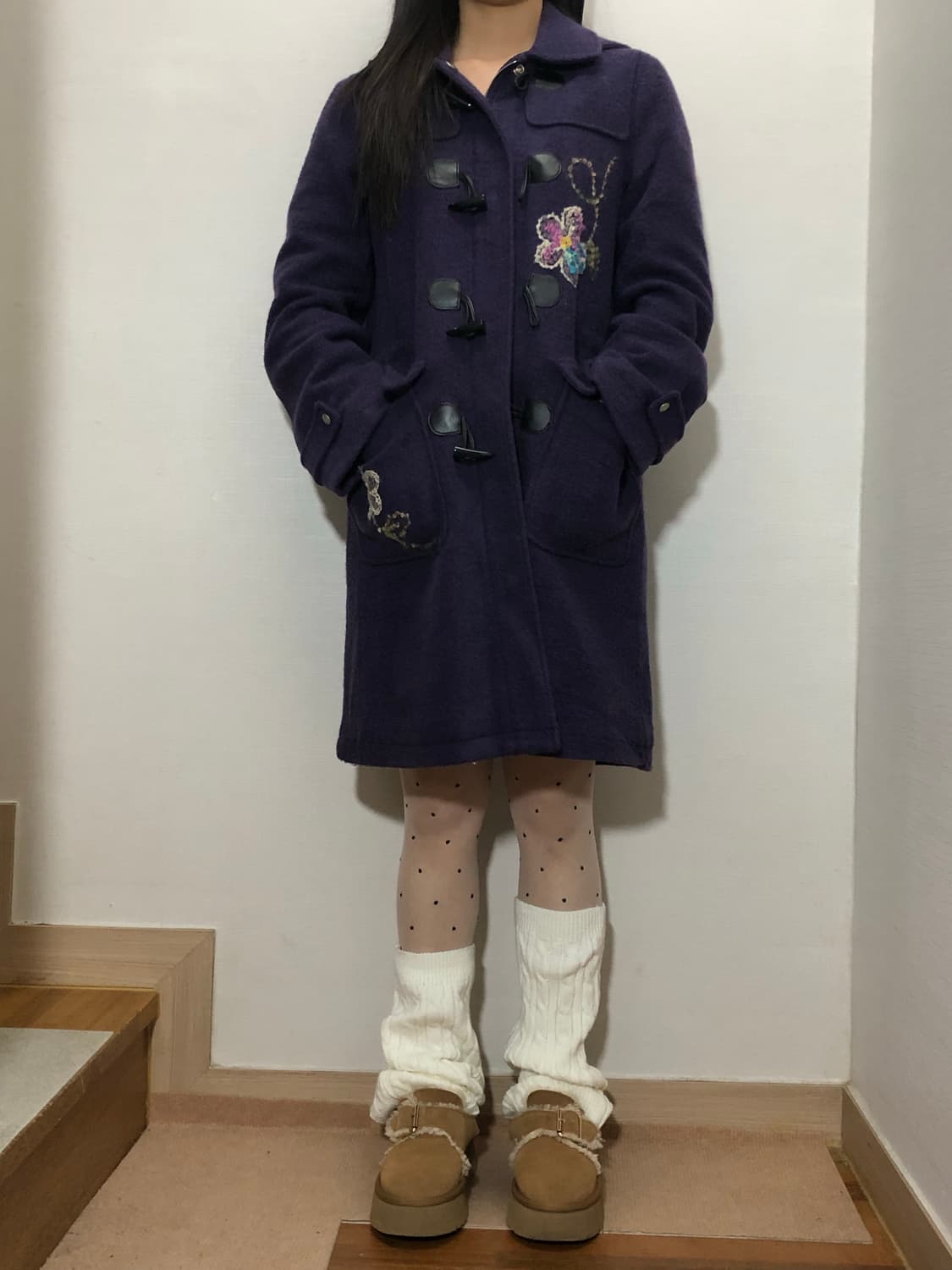 빈티지 퍼플 더플 롱 코트 상품이미지3