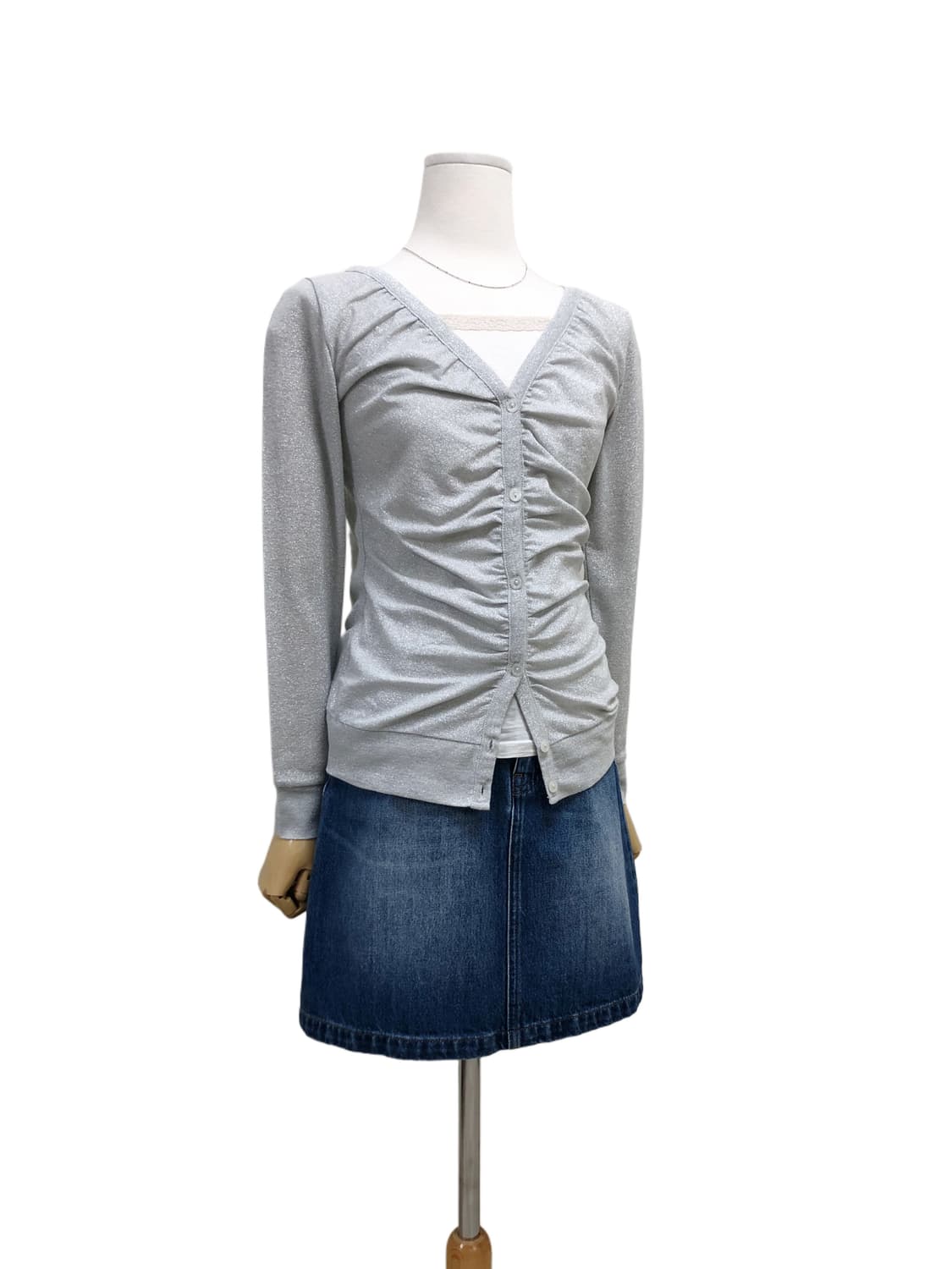 연그레이 글리터 셔링 가디건 상품이미지3