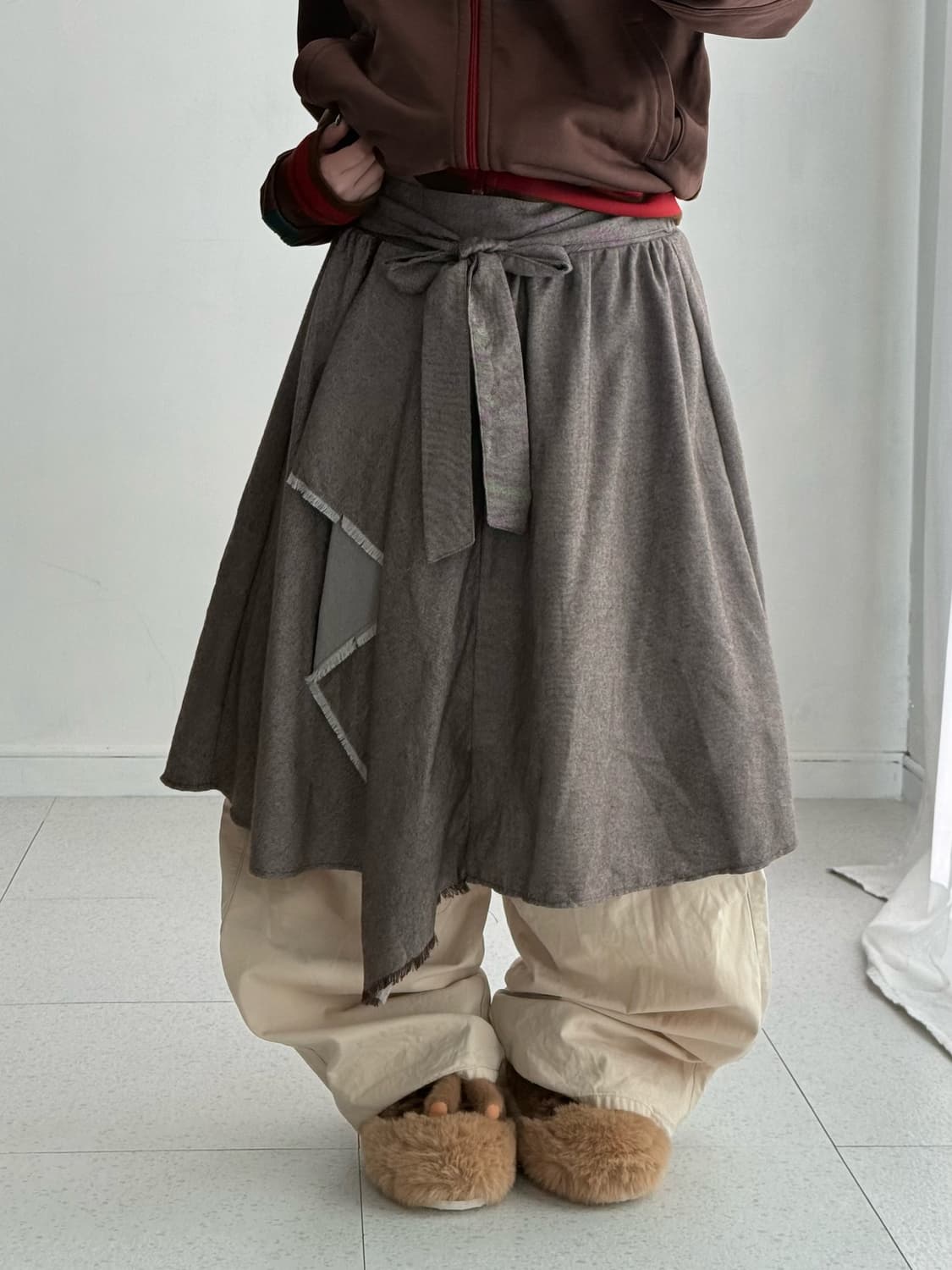 빈티지 브라운 리본 스커트 상품이미지2