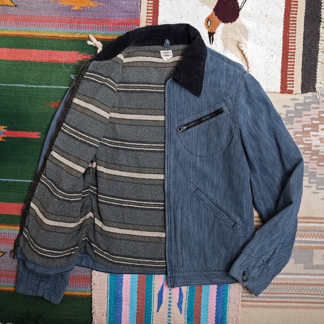 웨어하우스 라인드 스포츠 자켓-블루 36사이즈 (추천 55) 상품이미지8