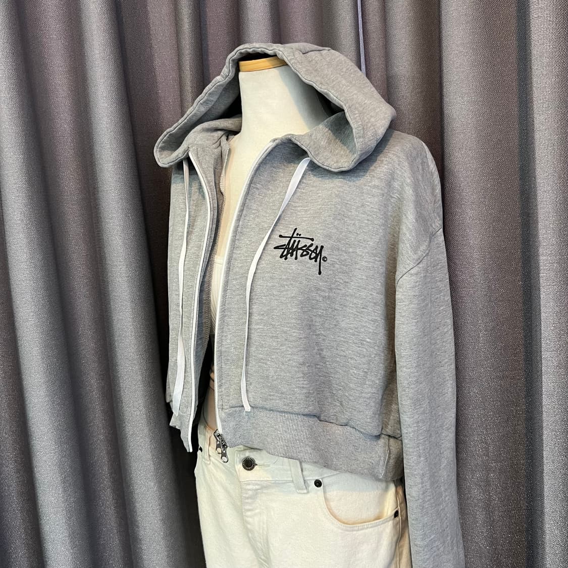 스투시 빈티지 후드 크롭 투웨이 지퍼 리폼 상품이미지1