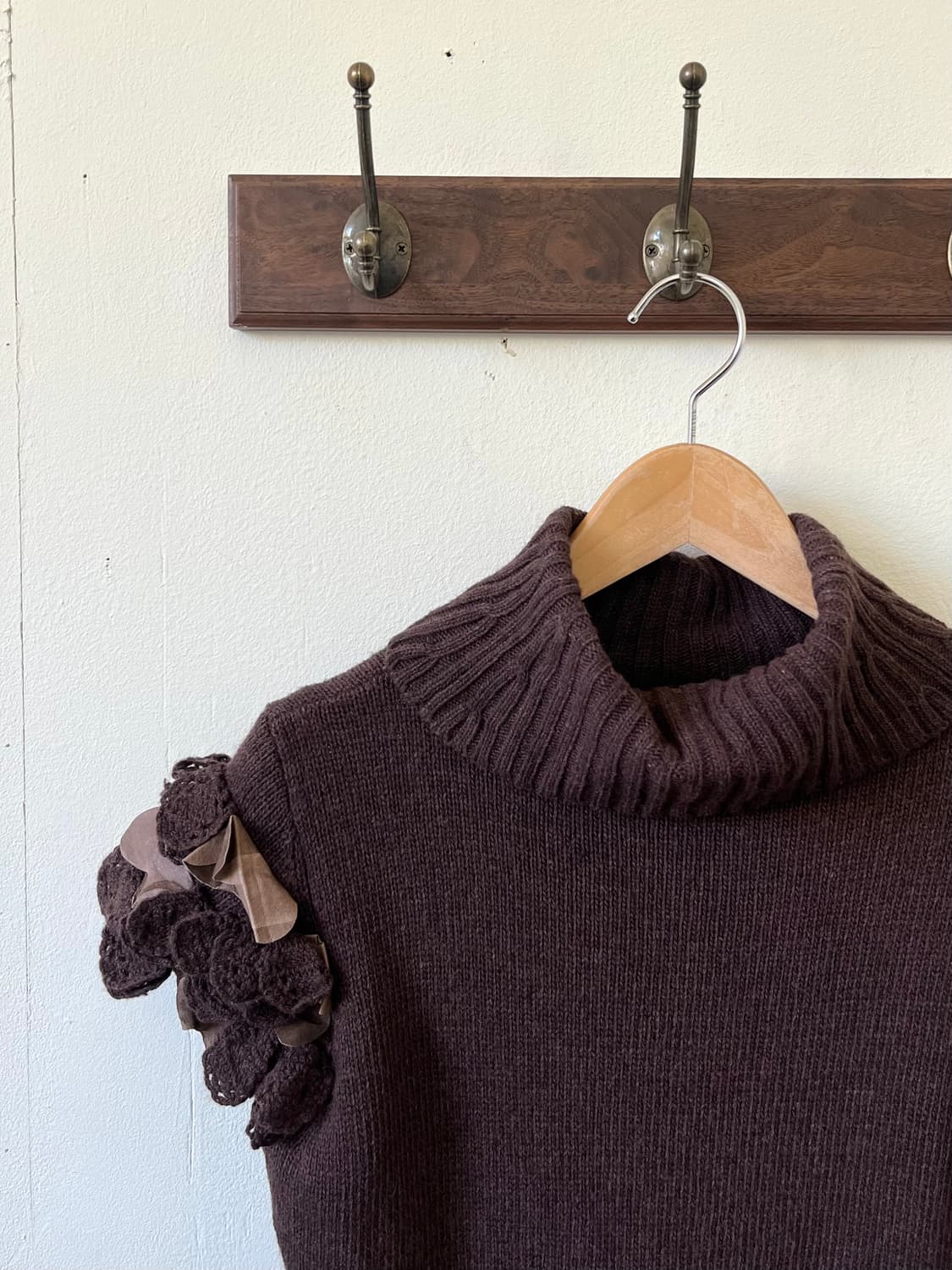 Japan vtg 레더패치 터틀넥 상품이미지2