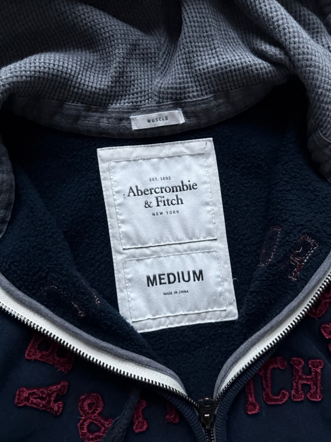 아베크롬비 자수 로고 네이비 후드집업 상품이미지7