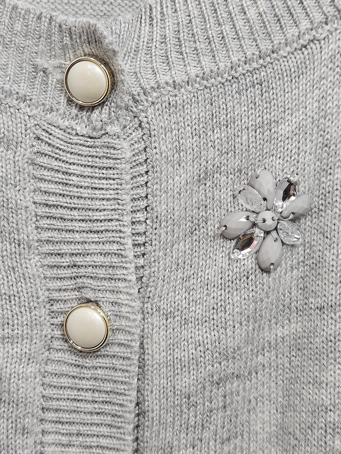 플라워 비즈 장식 니트 가디건 L 상품이미지6