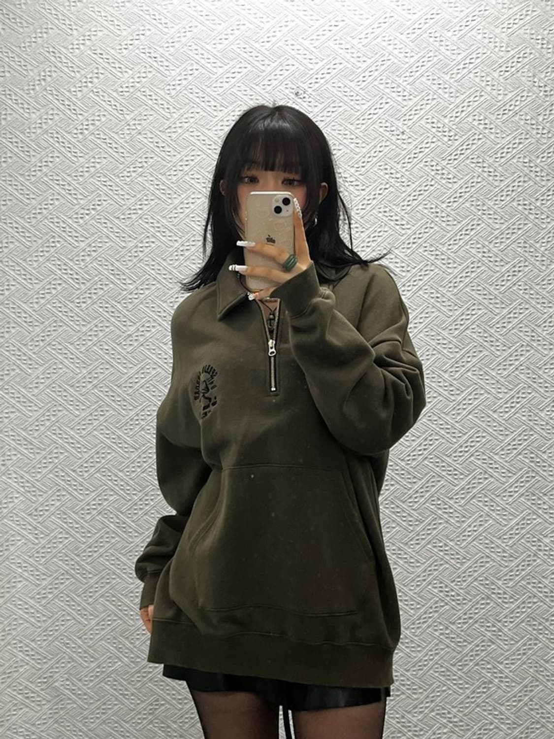 브라운브레스 캐주얼 빈티지 딥말차카키 반집업 맨투맨 M C10855 상품이미지2