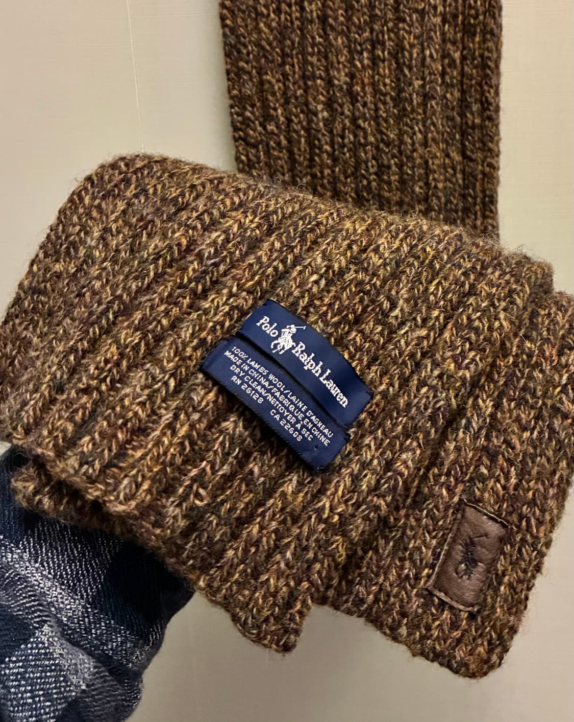 POLO 폴로랄프로렌 가죽패치 램스울 머플러 목도리 상품이미지1