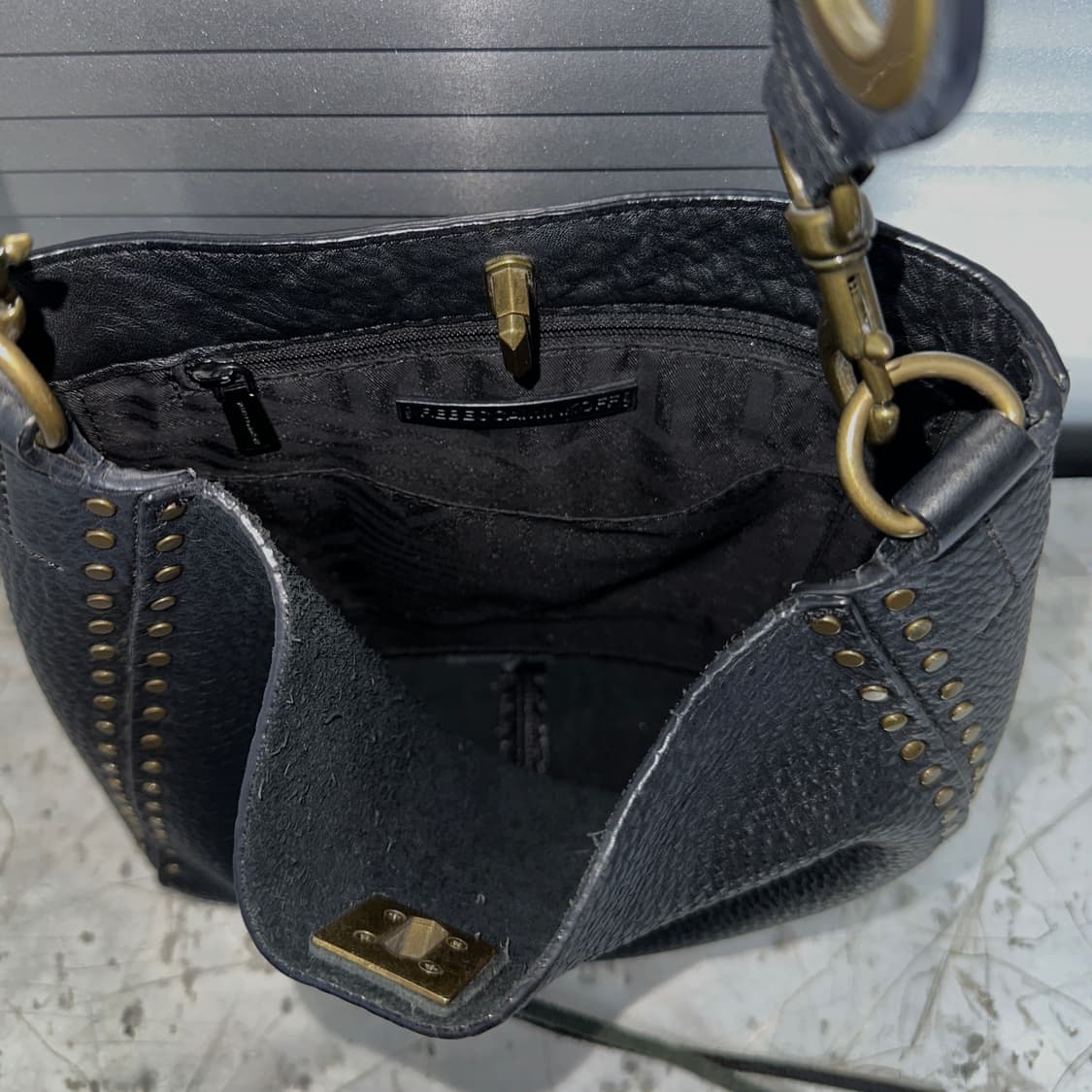 00s 레베카 민코프 가죽 & 앤틱 브라스 숄더백 상품이미지6