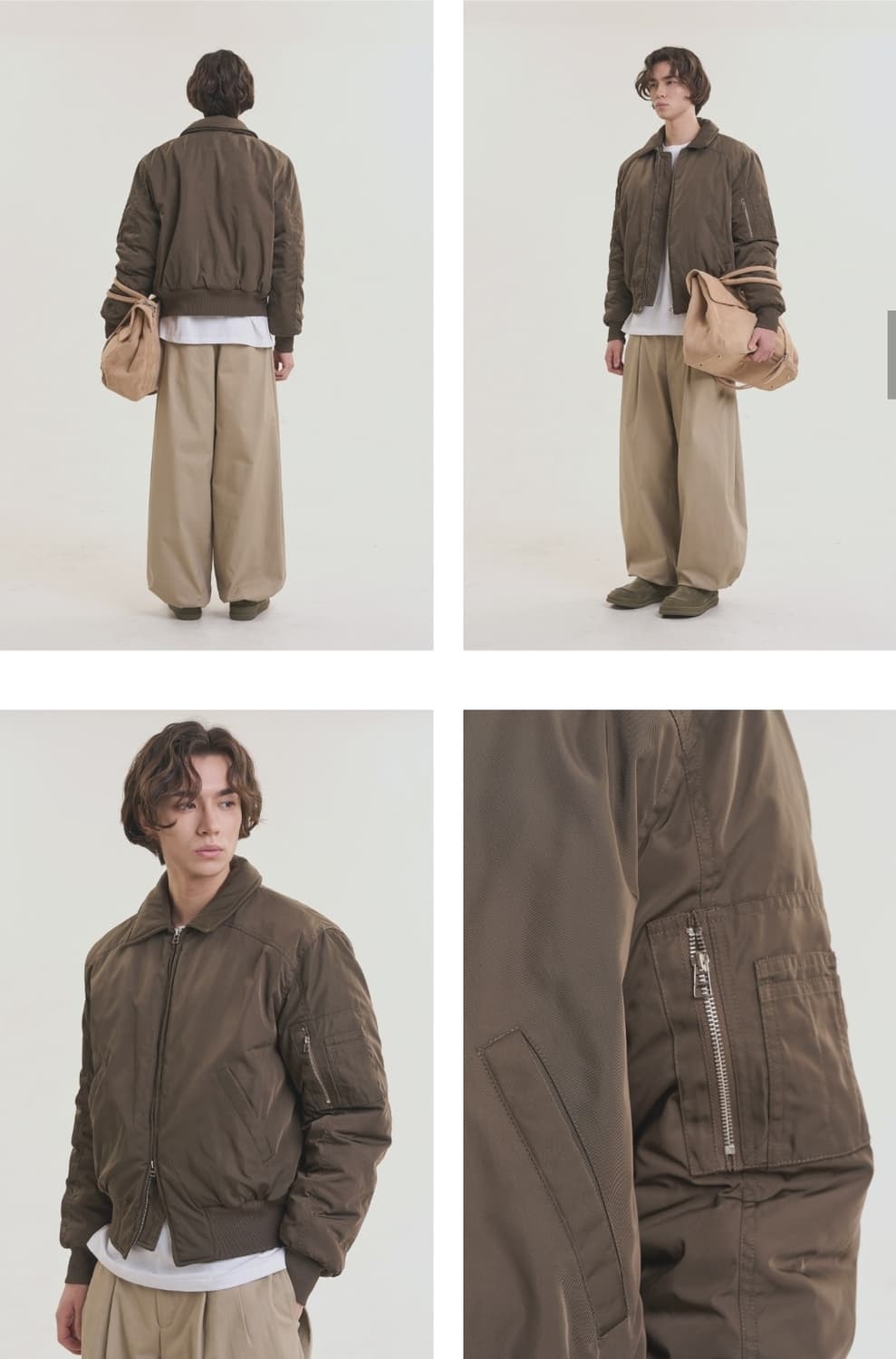 NOISE 노이즈 패디드 카라 봄버 자켓 - 브라운 상품이미지3
