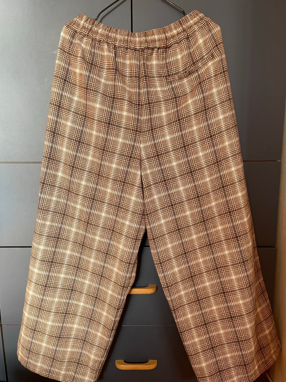 브라운 체크 파자마룩 와이드 팬츠  상품이미지3