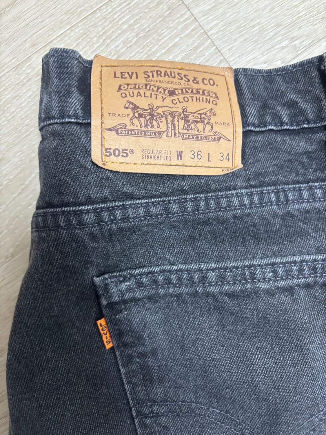 usa90s 오렌지탭 리바이스 505 블랙(흑청) 36사이즈 36x34 상품이미지3