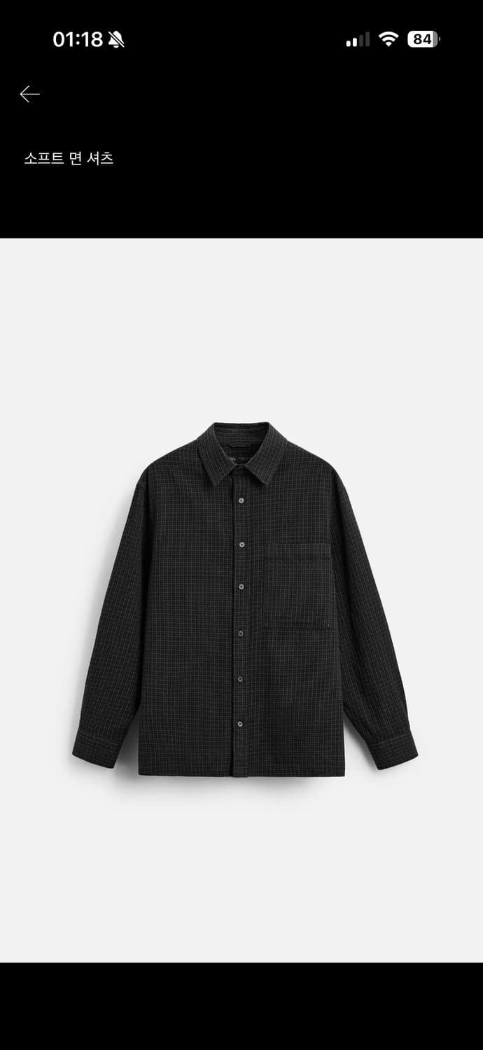 자라 소프트 면 체크셔츠 상품이미지1