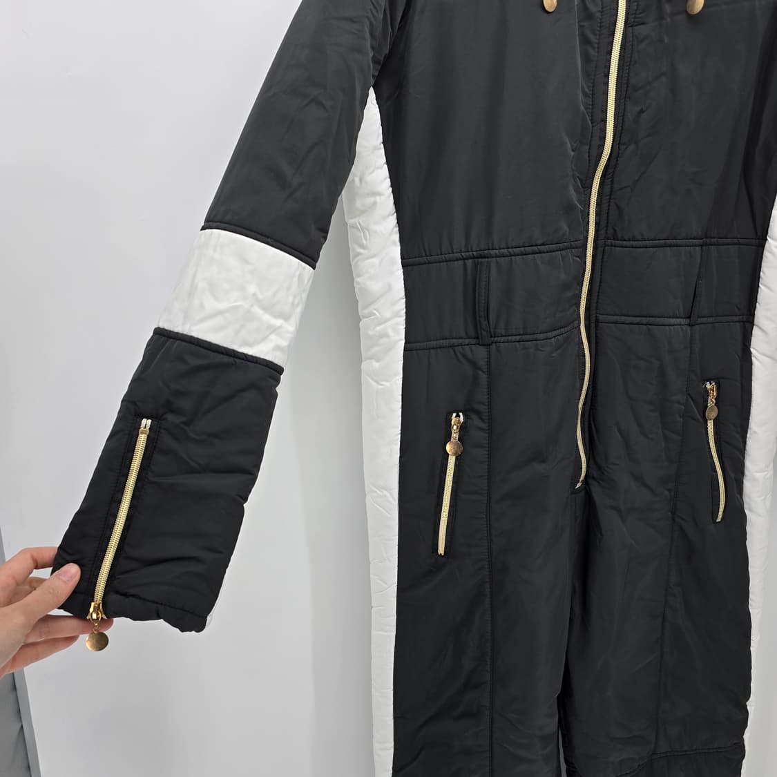 블랙 스키 점프수트 후드 퍼 여성용 상품이미지3