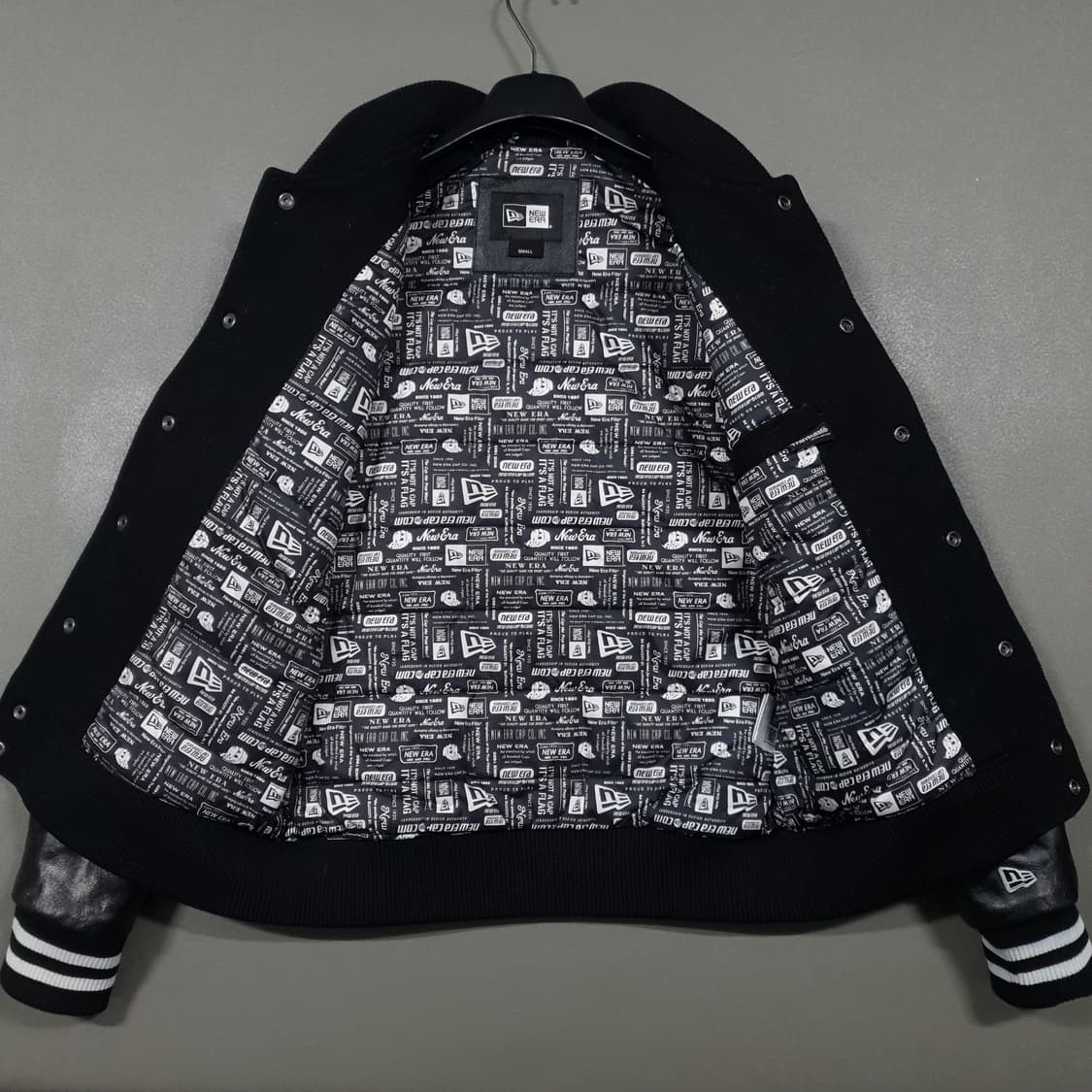 뉴에라 오리지네이터스 패치워크 울 레더 가죽 바시티 자켓 블랙 S 상품이미지6