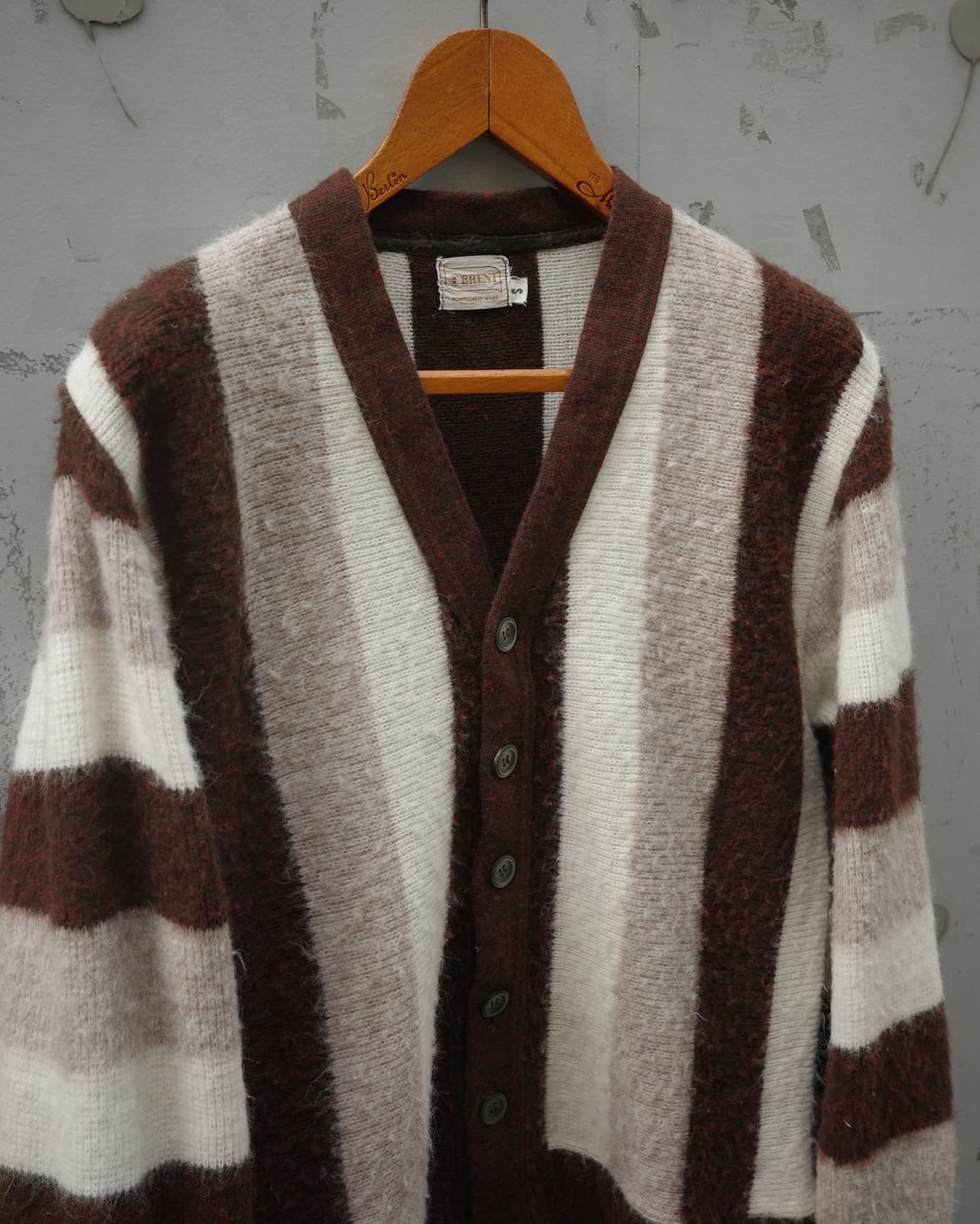 70s brent 스트라이프 헤어리 퍼지 가디건 상품이미지2