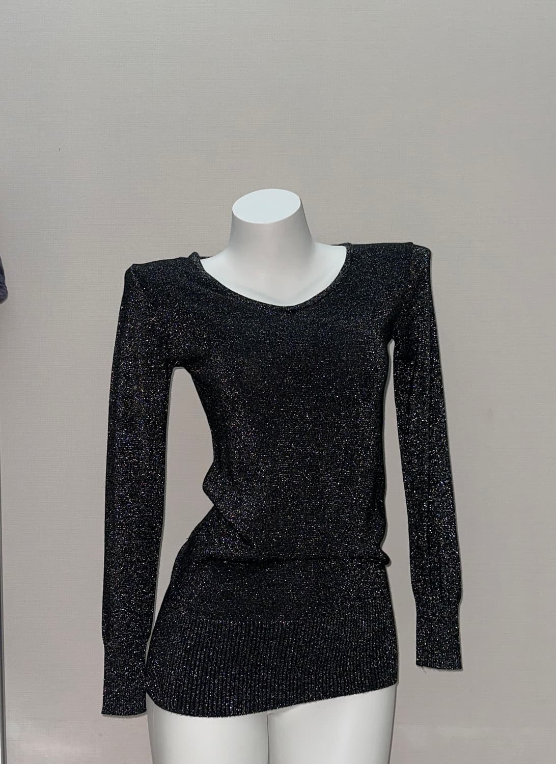 빈티지 블랙 글리터 니트 미니원피스 상품이미지7