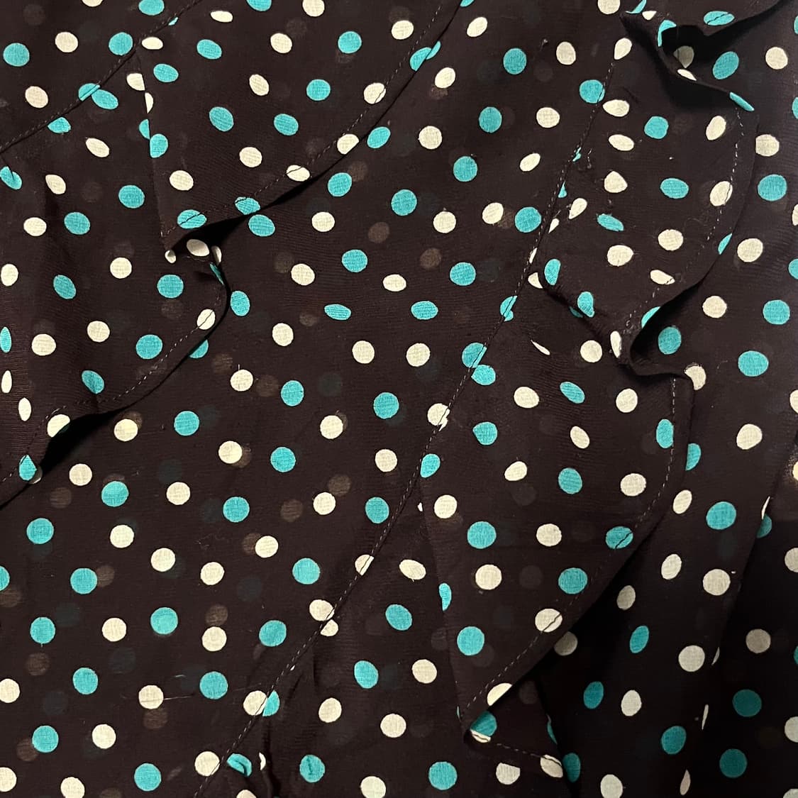 초코민트 사이드러플 쉬폰 나시 탑 어깨 리본 포인트 상품이미지3