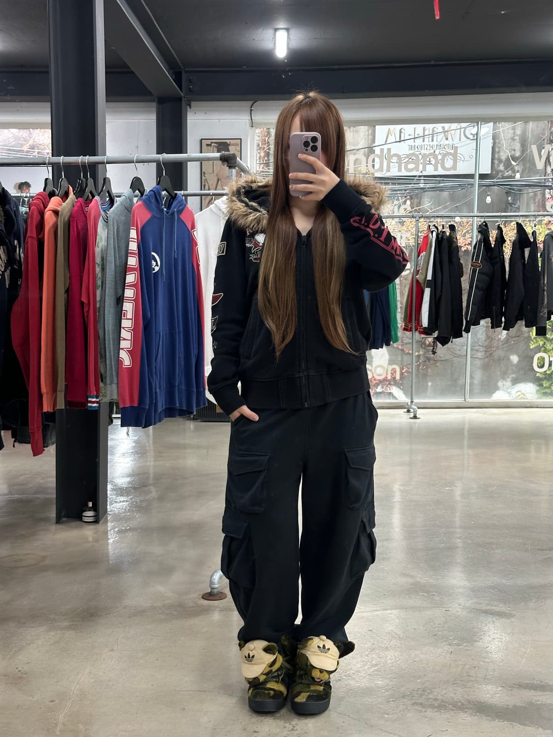 벤슨 x T.F.O.A 윙버니 넥워머 울프죠 코튼 후드자켓 상품이미지4