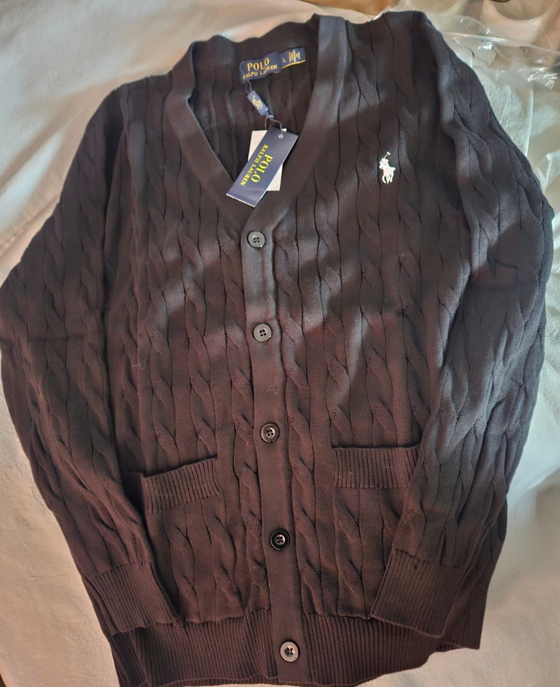 폴로 가디건 남성용 블랙 라지 새상품 상품이미지2