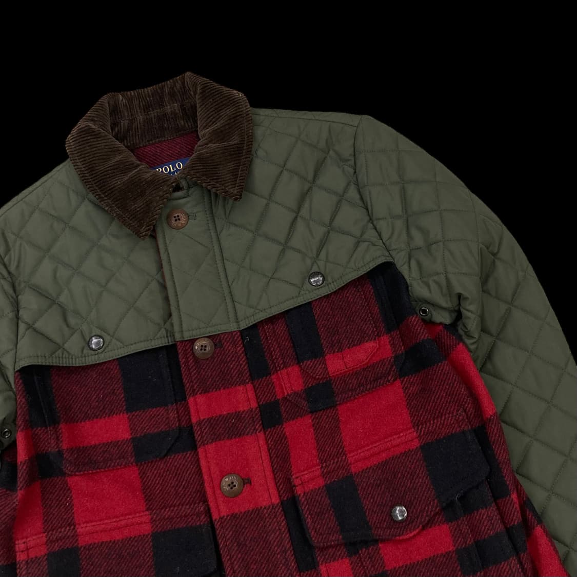 폴로랄프로렌 타탄 체크 카키 퀼팅 숏 자켓 상품이미지2