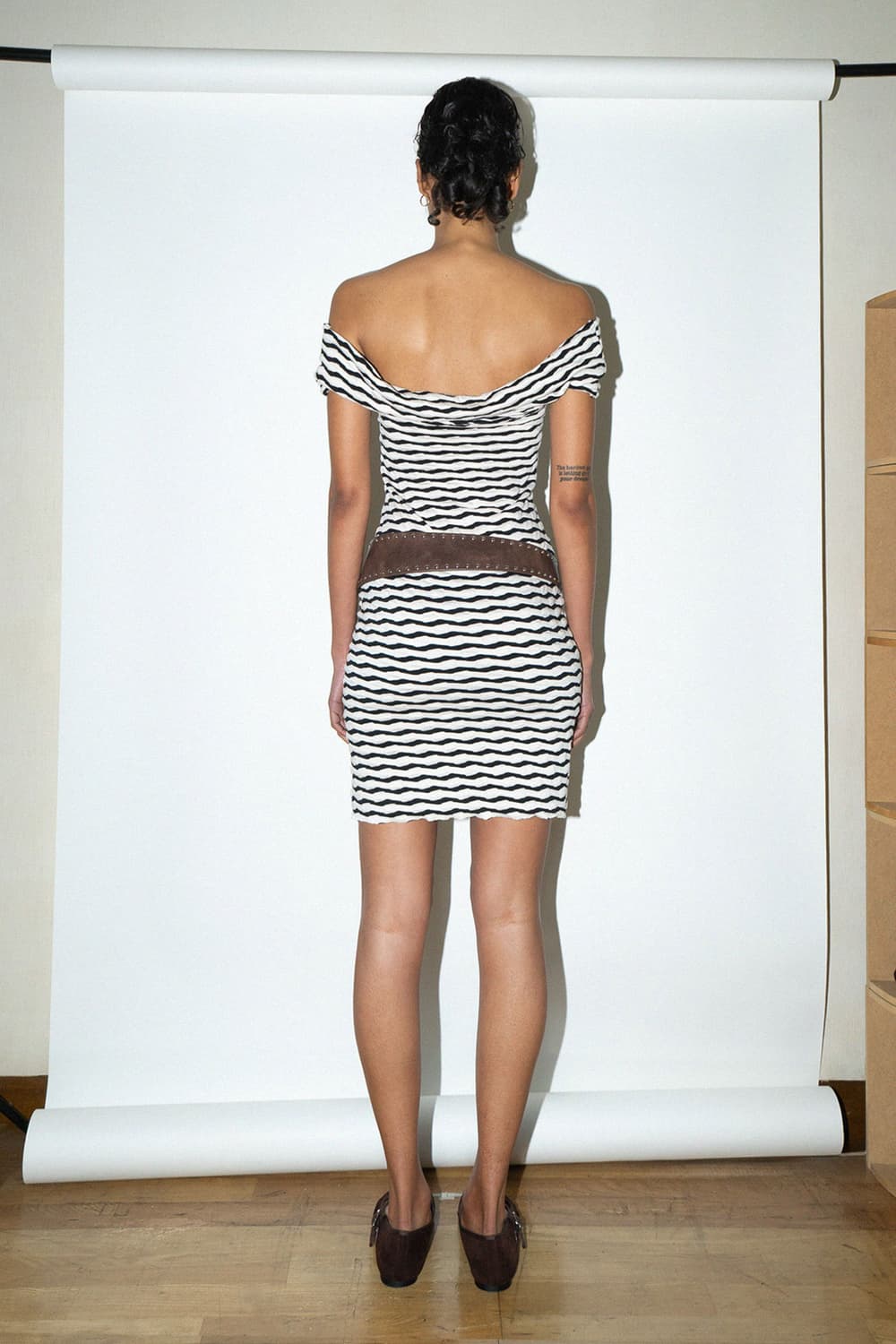 jaeshin 스트라이프 홀터드레스 원피스 오프숄더 상품이미지5