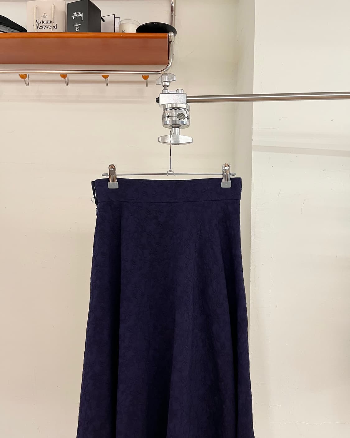 컬러 네이비 코튼 미디스커트 상품이미지5