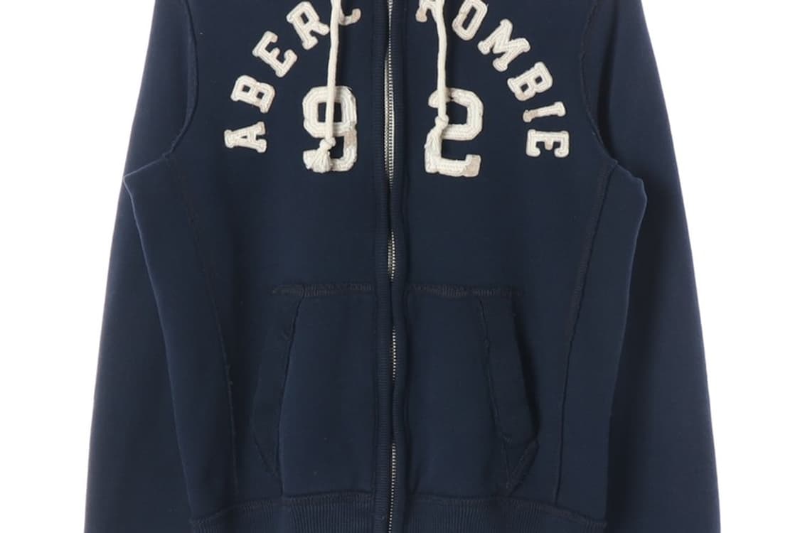 아베크롬비 92 자수 아치로고 빈티지 후드집업 네이비 S 상품이미지4