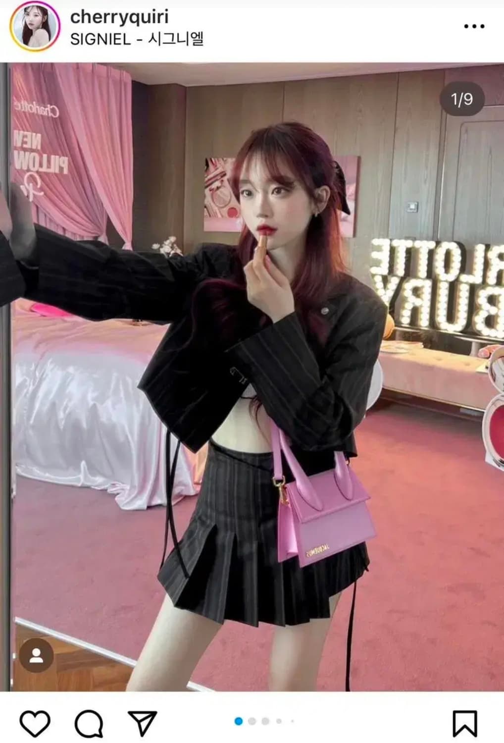 라뇨 체리퀴리 프리미엄 플리츠 크롭 자켓 & 랩 스커트 & 스크런치 상품이미지4