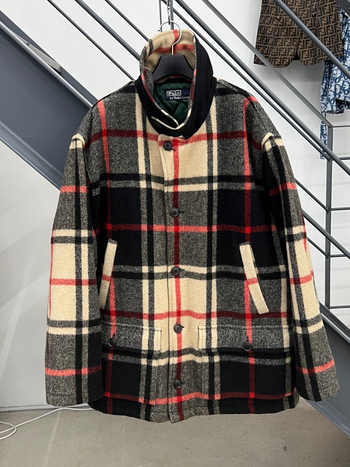 폴로랄프로렌 90s 울 체크 하프 코트 상품이미지2
