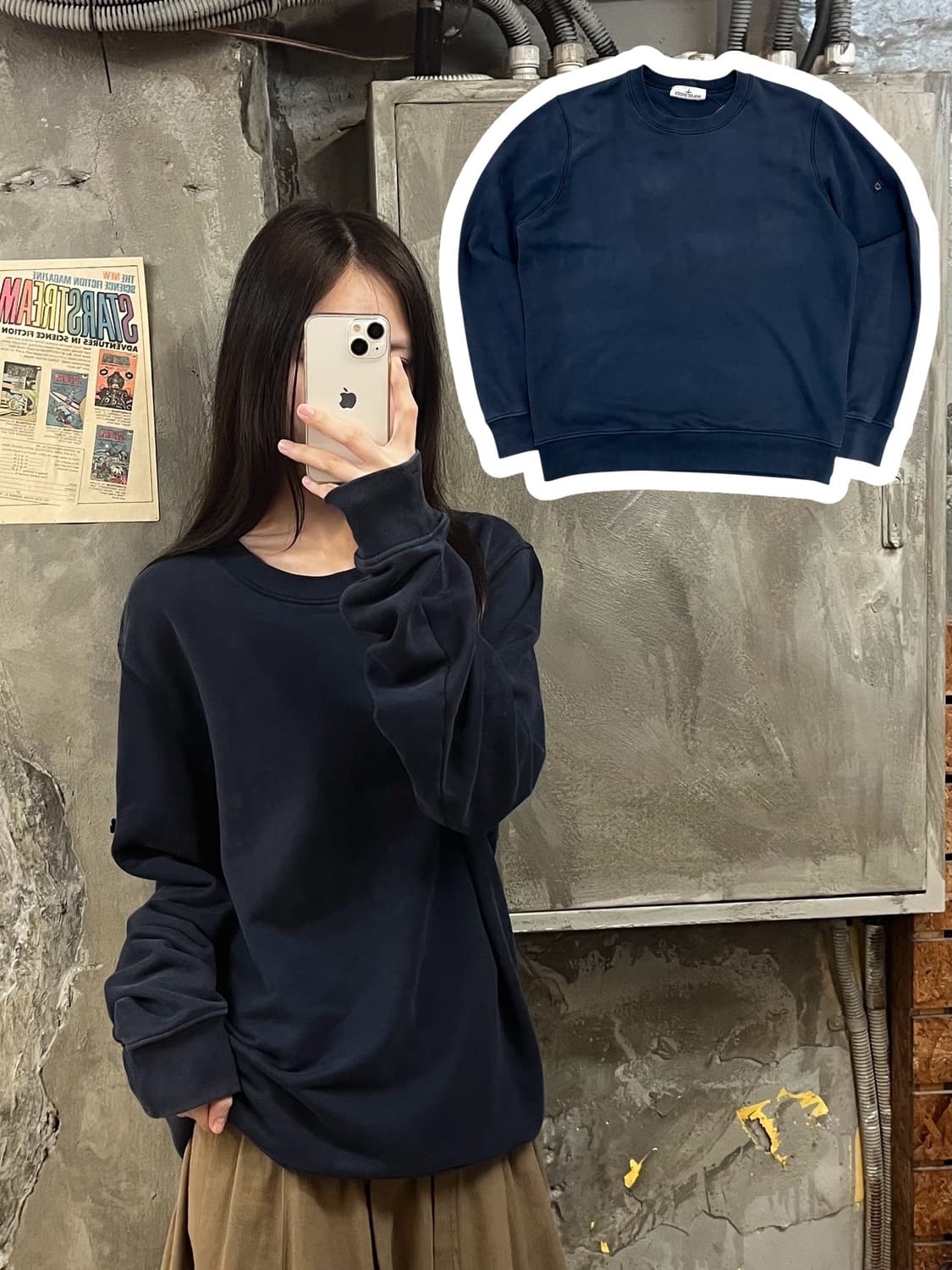 스톤 아일랜드 맨투맨 네이비 L #csz389 상품이미지1
