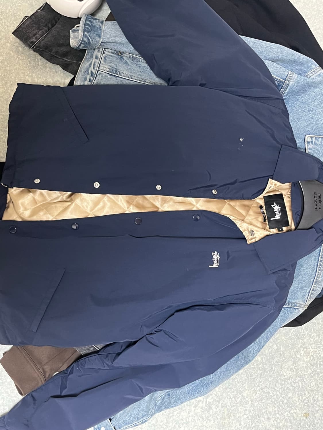 스투시 퀄팅 자켓 NAVY 상품이미지2