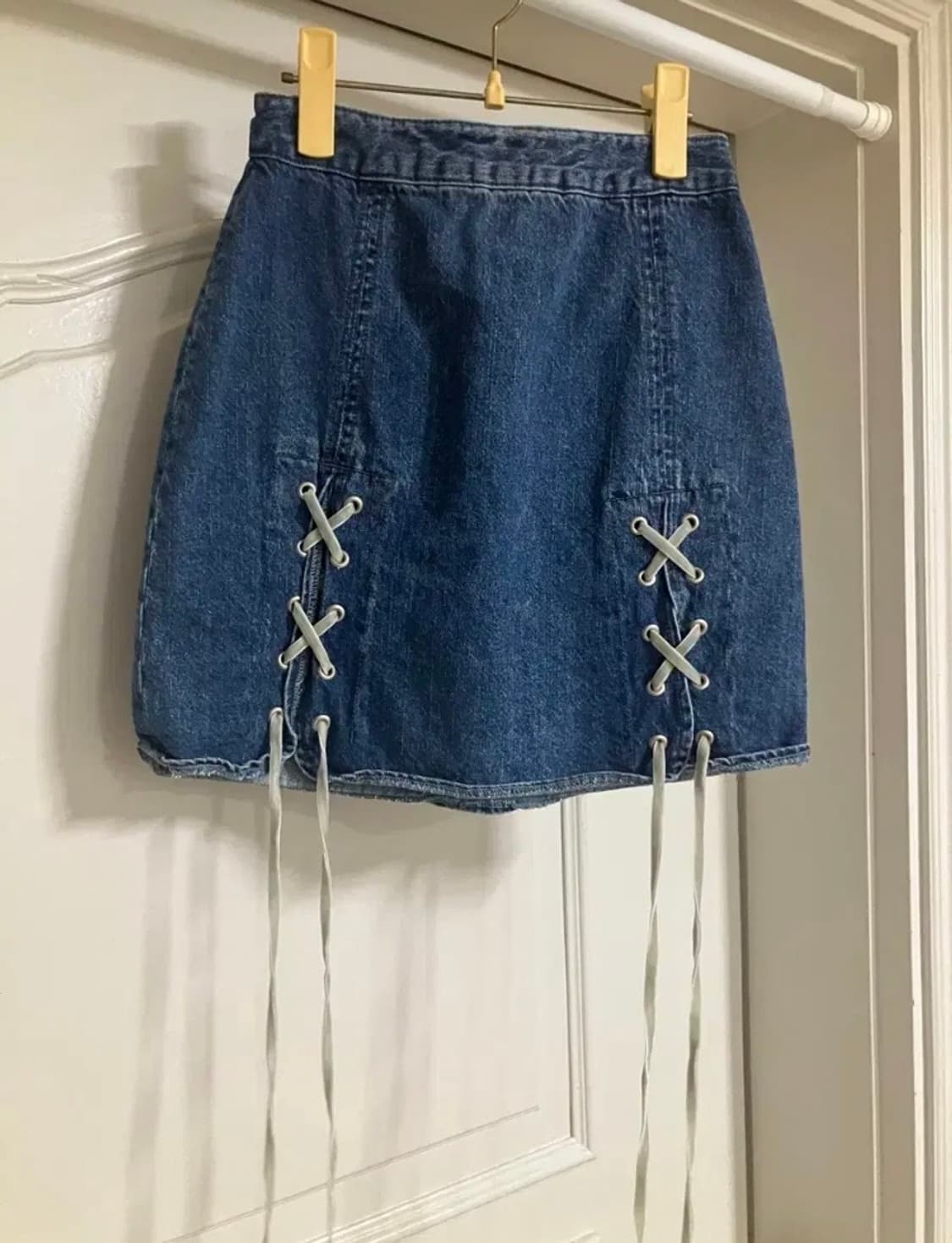 빈티지 데님 레이스업 미니스커트 상품이미지1