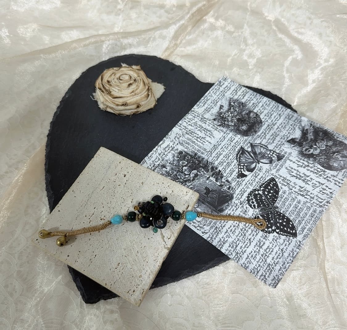 빈티지 네팔 꽃 터키석 팔찌 상품이미지1