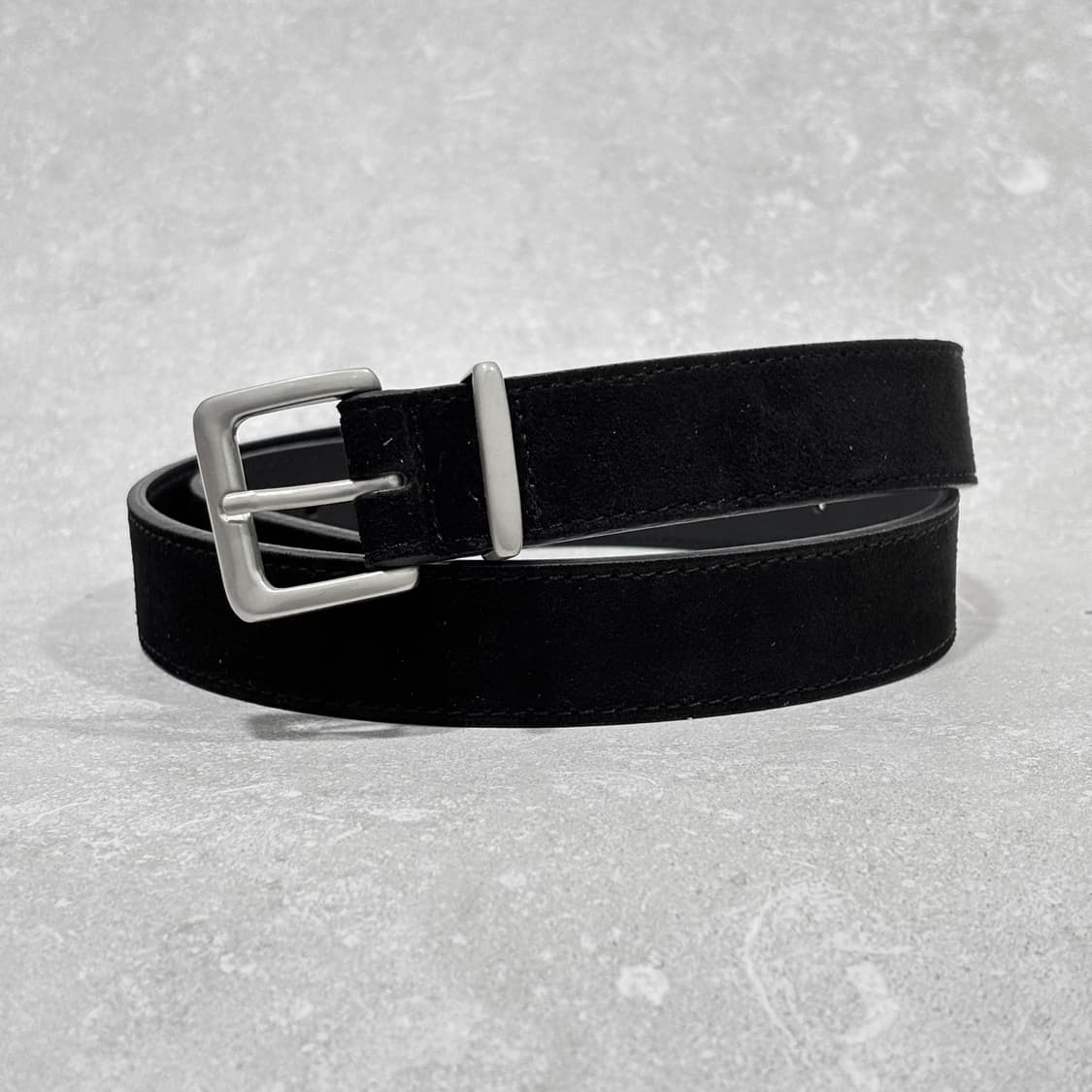 Oribell 새틴 실버 버클 이탈리아 스웨이드 소가죽 베이직 벨트 상품이미지2