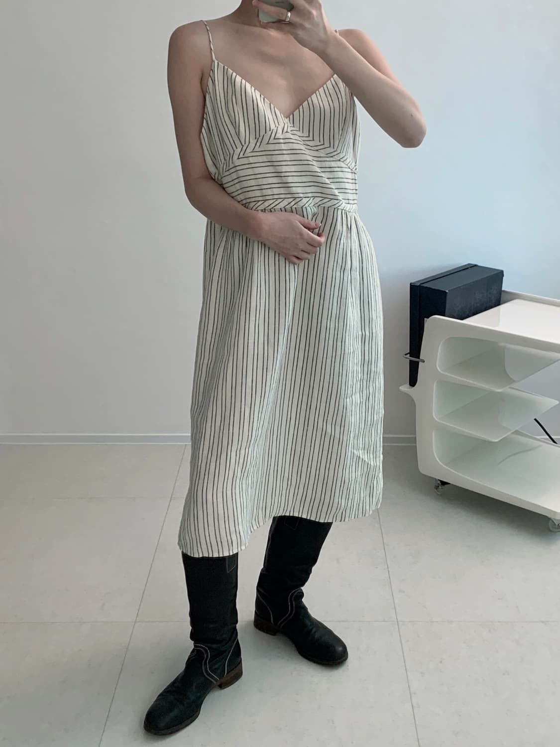 Striped Linen Sleeveless Dress 상품이미지2