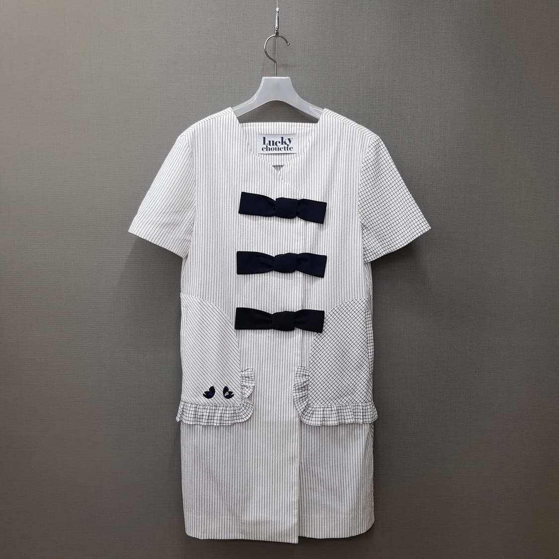 럭키슈에뜨 2020 스트라이프 배색 리본 장식 원피스 36사이즈 상품이미지2