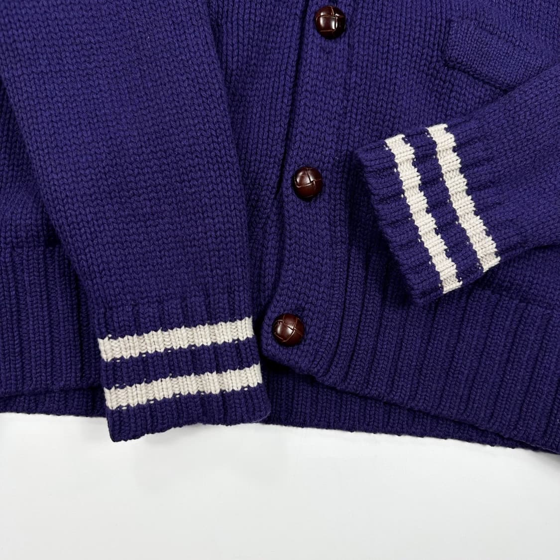 라코스테 크록 숄카라 퍼플 니트 가디건 (M) 상품이미지4