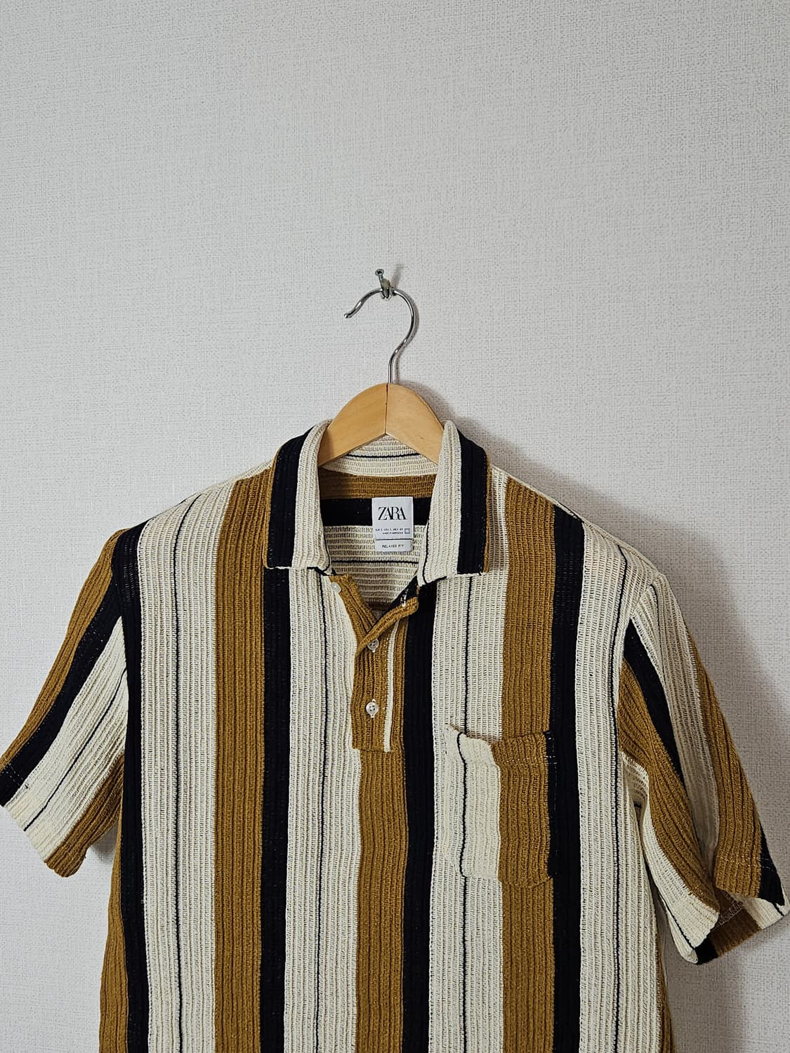 자라 ZARA 에스닉 니트 폴로 반팔 카라티 린넨 릴렉스핏 L 상품이미지2