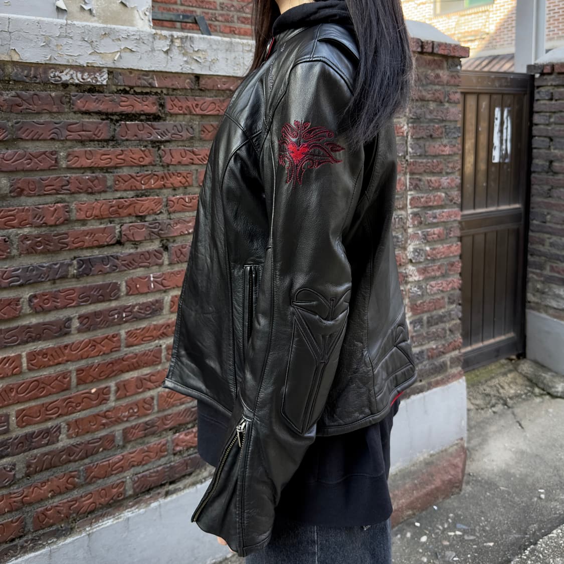 2005년 y2k 할리데이비슨 하트 가죽자켓 상품이미지10