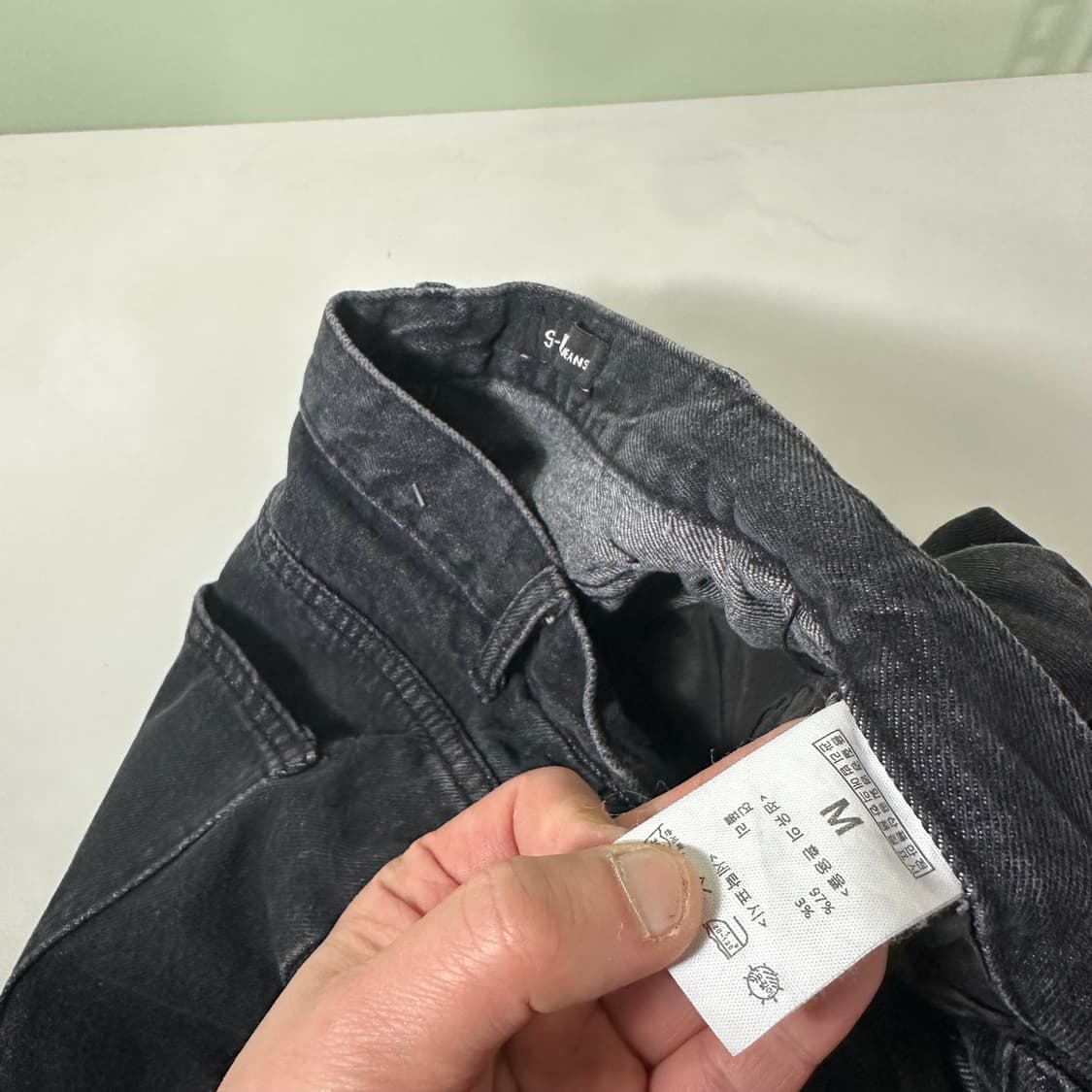 M 빈티지 와이드핏 빈티지워시드 블랙 데님팬츠 상품이미지5