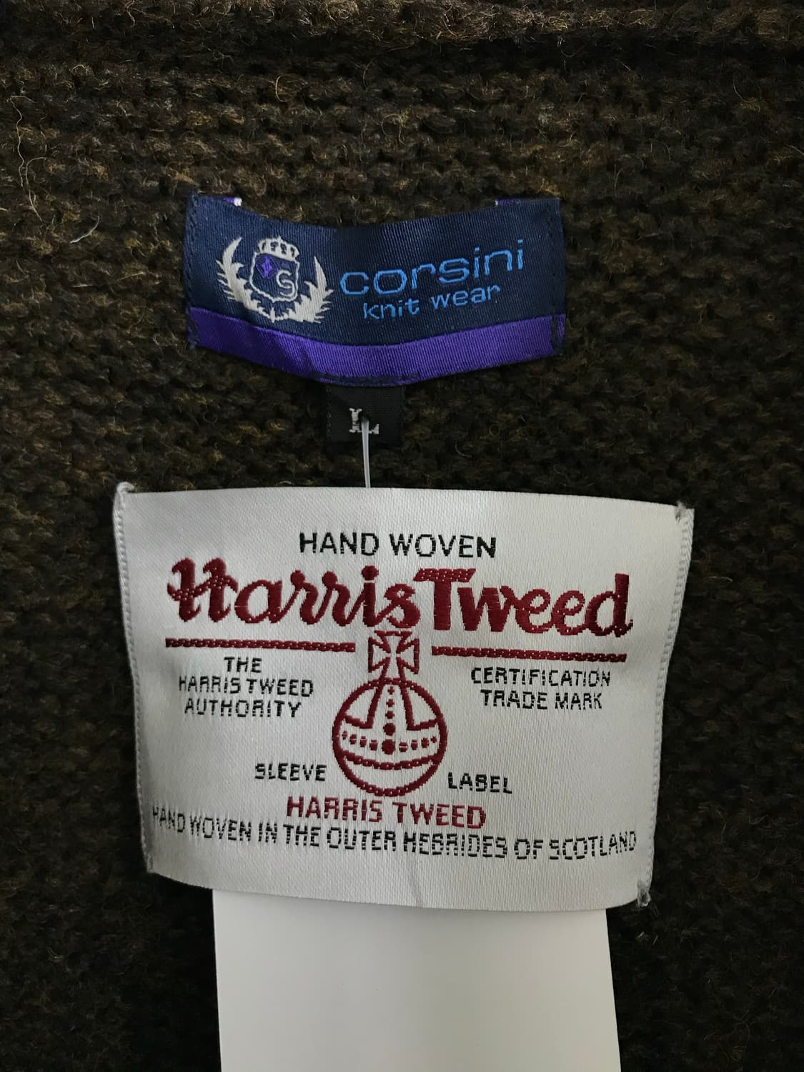 해리스 트위드 브라운 체크 아메카지 누빔 후드집업 상품이미지6