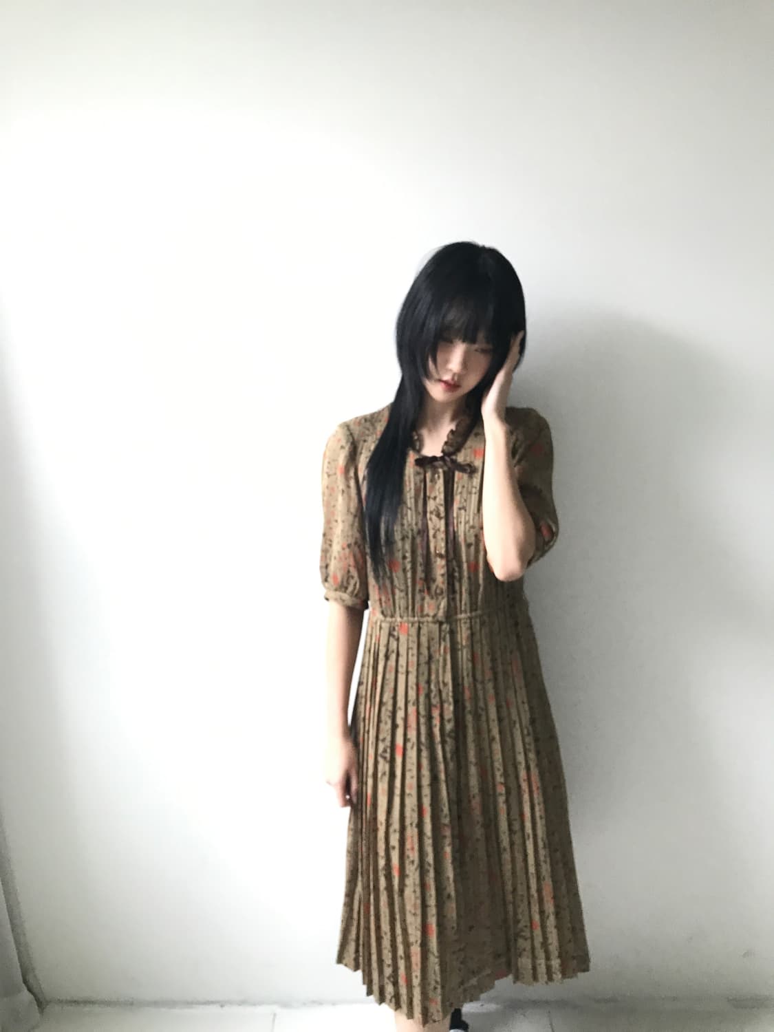 Lace collar pleats dress 상품이미지6