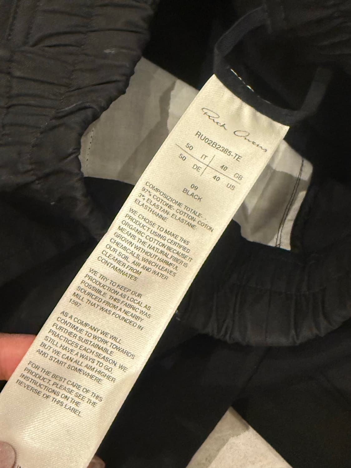 릭오웬스 드로우스트링 팬츠 블랙 상품이미지5