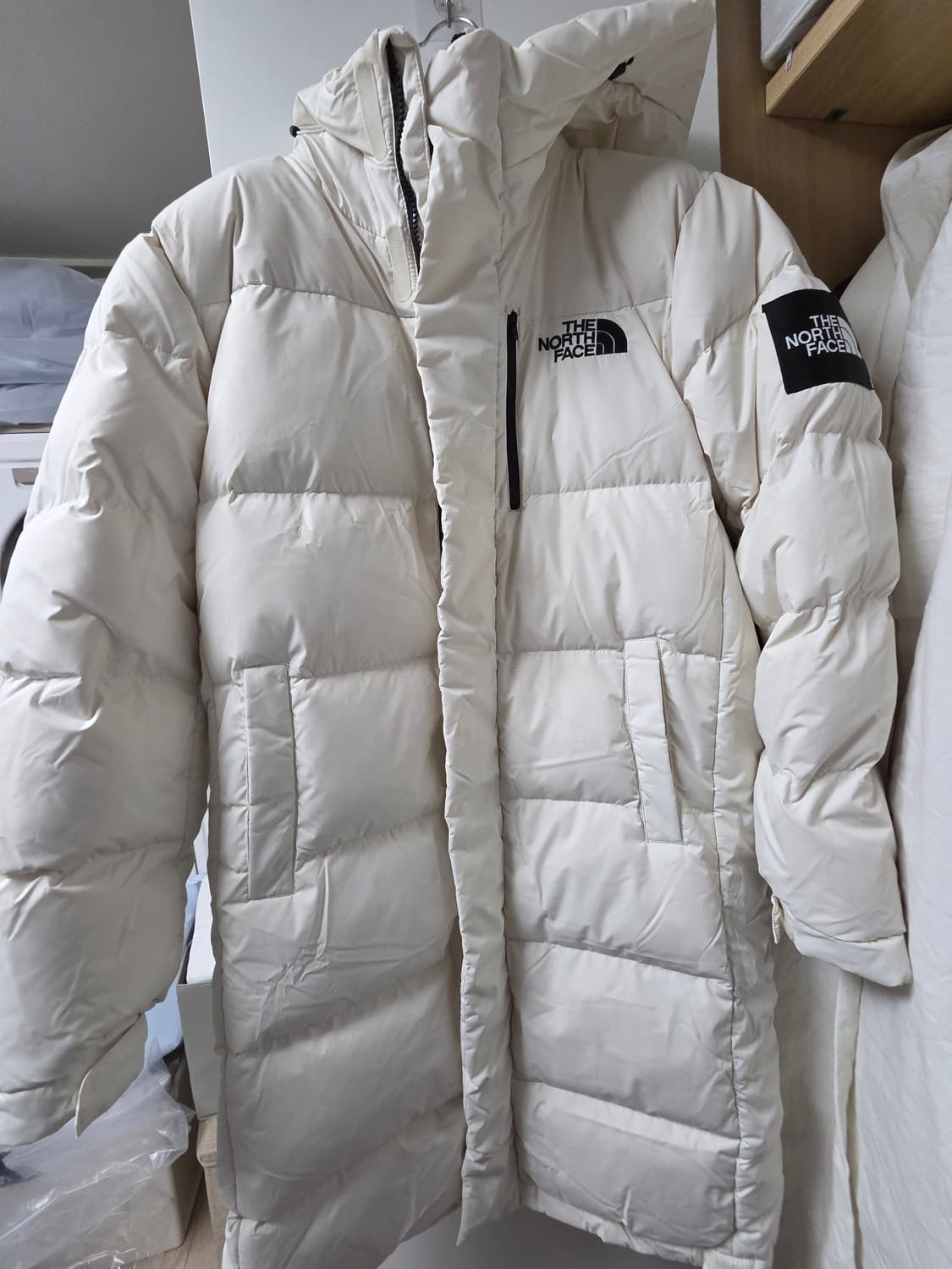 노스페이스 구스다운 아이보리 롱 패딩 95 상품이미지7