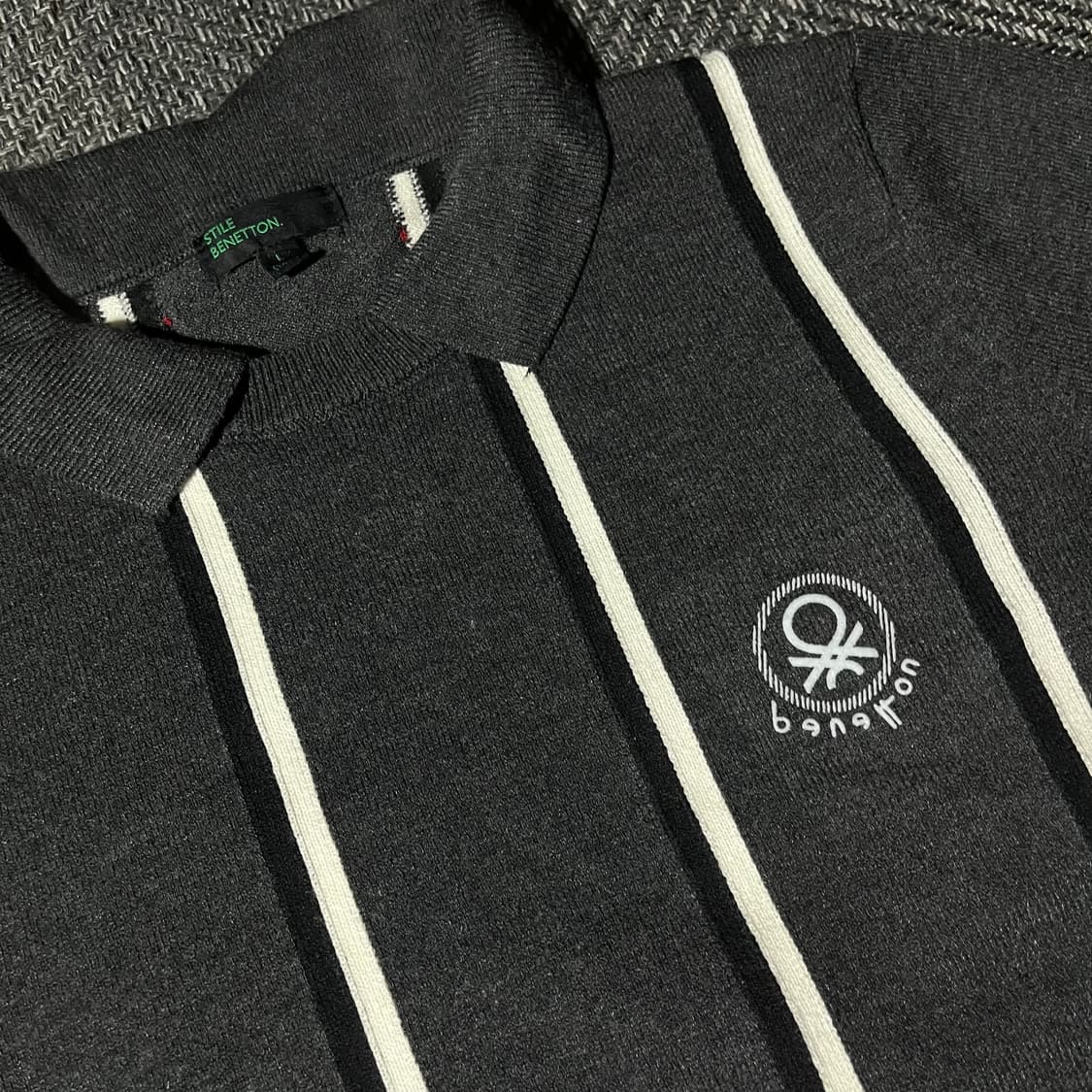 [S] BENETTON 베네통 스트라이프 카라 니트 상품이미지3