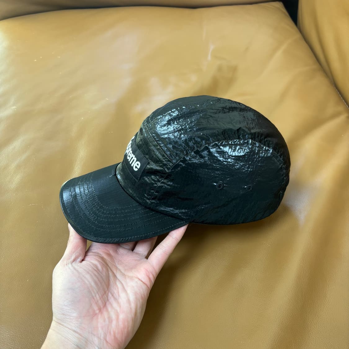 슈프림 캠프캡 모자 박스로고 23FW 글로스 립스탑 블랙 상품이미지5